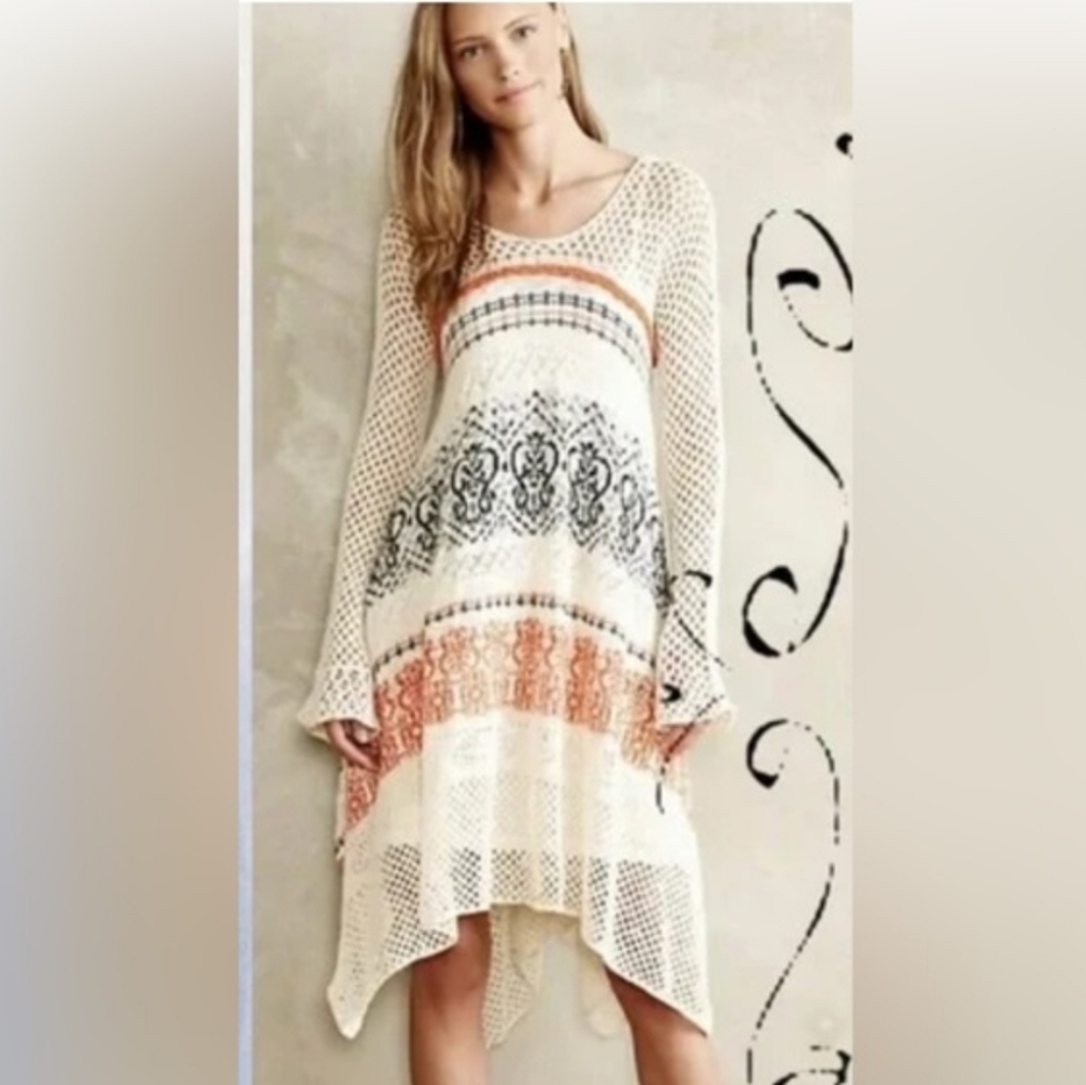 Anthropologie Sleeping On Snow Risen Sun Crocheted Dress